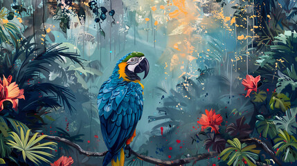 Whimsical and creative painting of a cute parrot