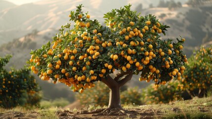 Fototapeta na wymiar Tree Filled With Ripe Lemons