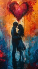 Obraz premium love couple in watercolor abstract