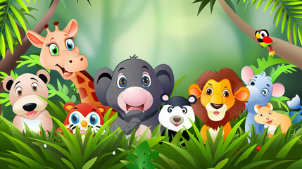 Wild animals cartoon collection
