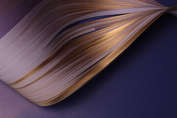 Gold bronze, violet, blue  Color strip gradient wave paper. Abstract texture background.