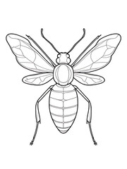 Easy one line insecta coloring page, outline, white color, white background, ai generated 