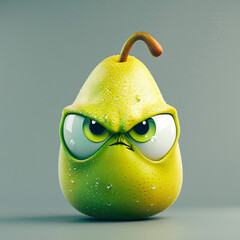 Cute Cartoon Angry Pear Character