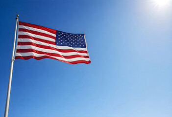 Obraz premium an american flag is flying in the sky