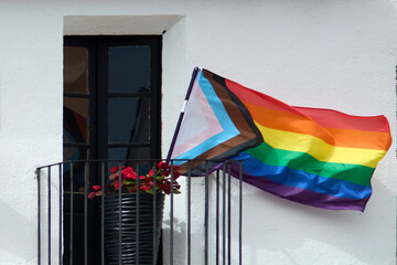 The rainbow flag flies gracefully