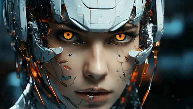 Abstract futuristic male artificial intelligence cyborg robot face