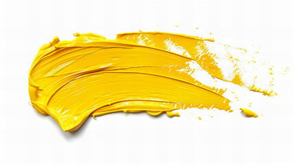 Isolated yellow stroke of paint isolated on white background (Generative AI)