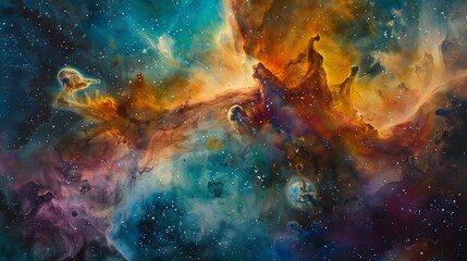 Obraz na płótnie Canvas A cosmic nebula reimagined as a splash of colorful paint on a canvas