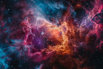 A hyper-realistic close-up of a supernova remnant, emphasizing vibrant colors and intricate details, suitable for a wallpaper - obrazy, fototapety, plakaty
