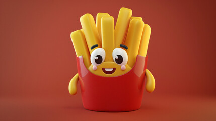 Cute Cartoon Happy French Fry Character