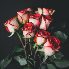 A closeup shot of a fresh roses bouquet