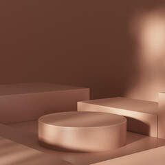 Dark beige minimal scene for product display presentation. Realistic 3d beige product podium on...