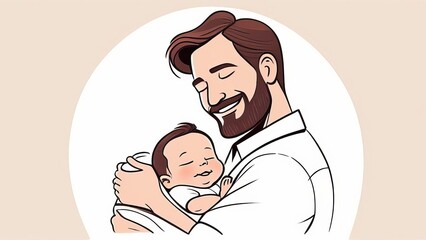 Obraz premium A man is holding a baby in his arms. Concept of warmth and love between the man and the baby