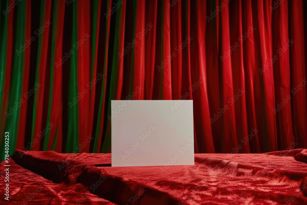 Poster A simple image of a blank card placed on a bed. Suitable for various design projects