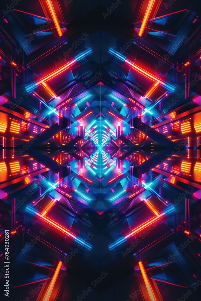 Poster abstract image of neon lights, suitable for technology concepts
