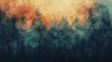 A painting of a forest with trees in the background. Suitable for nature-themed designs