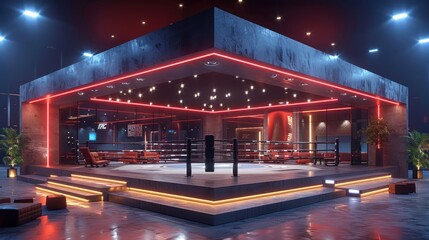 3D render MMA arena