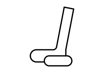 Icono negro de palo de hockey en fondo blanco. - obrazy, fototapety, plakaty