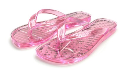 A pair of pink flip flops, perfect for summer vacation ads