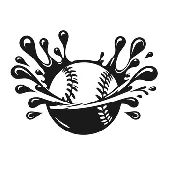 Baseball flat vector icon simple black style, illustration.

