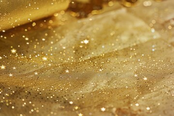 Close up of a golden cloth with sparkles, suitable for luxury and festive themes