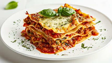 Delicious Plate of Beef Lasagna with Tomato Sauce