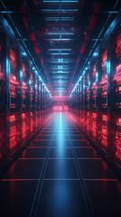 Computer server room background, network server database center scene
