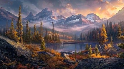 Canadian Rocky Mountains nature landscapes - obrazy, fototapety, plakaty