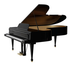 3D rendered black grand piano isolated on transparent background © HWWO Stock