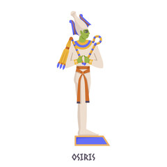 Vector illustration of Osiris, Egyptian god, on a plain white background, depicting ancient mythology. Vector illustration