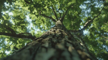 Fototapeta premium A tall tree with lush green leaves, perfect for nature backgrounds