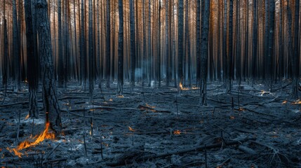 Forest after extinguished fire