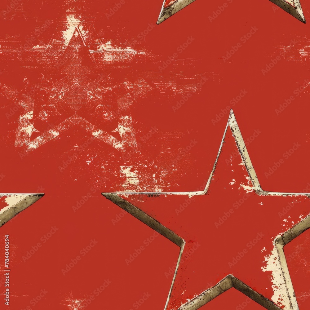 Poster Red background with three stars, suitable for various design projects