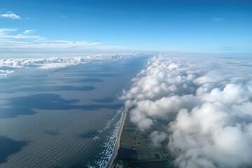 A stunning aerial view of the ocean and clouds. Perfect for travel and nature concepts