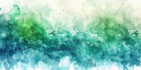 Abstract painting with green and blue watercolors. Suitable for artistic projects