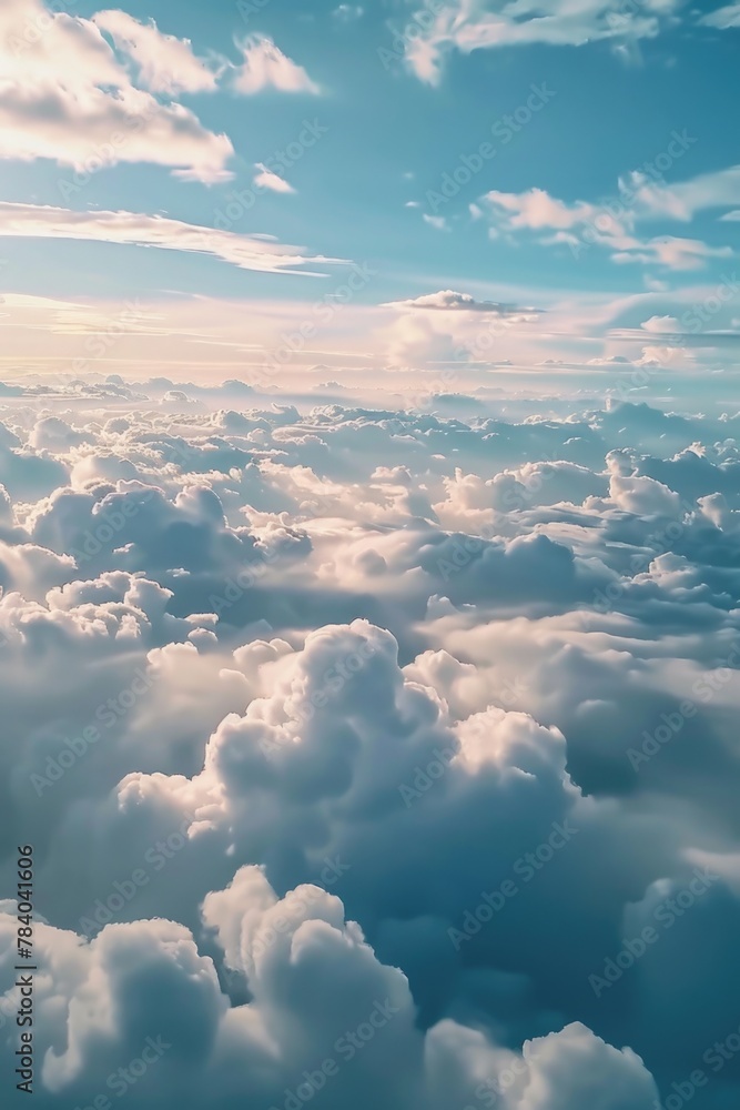 Aufkleber a view of the sky and clouds from an airplane. suitable for travel and aviation concepts