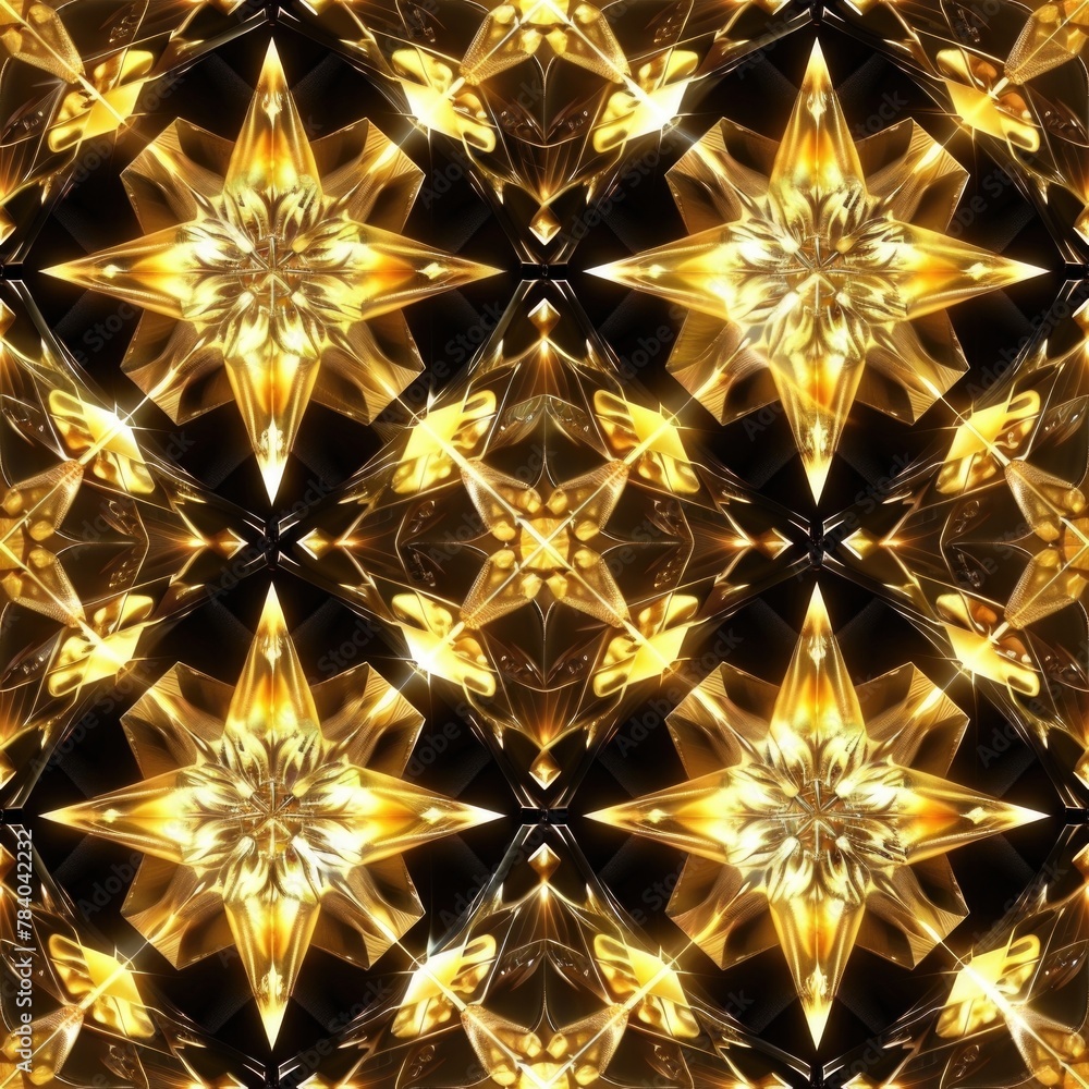 Poster a stunning golden star pattern on a sleek black background. perfect for various design projects