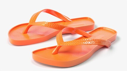 A pair of orange flip flops. Perfect for summer vacation ads