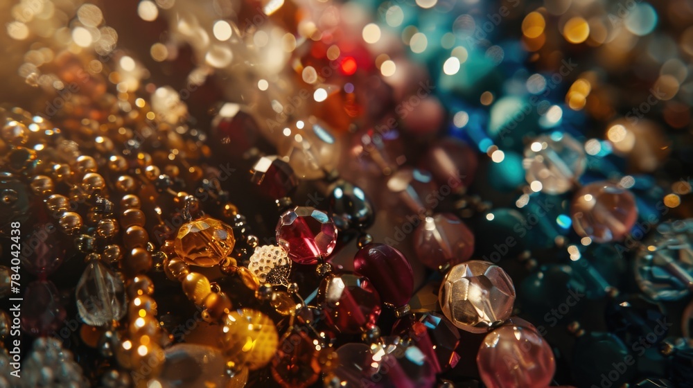 Poster a close-up view of many different colored beads. perfect for jewelry making projects