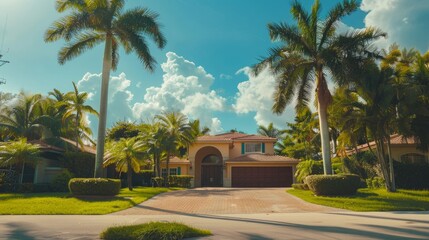 Fototapeta na wymiar Pompano Beach, FL, USA - May 22, 2021: Single family house in Pompano Beach Florida USA