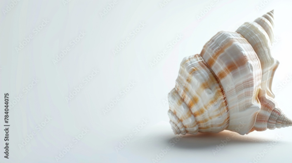 Poster Close up of a shell on a white surface, suitable for various design projects