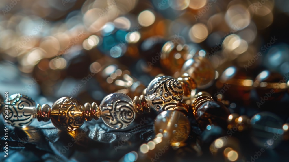 Poster close up of assorted beads, perfect for crafting projects