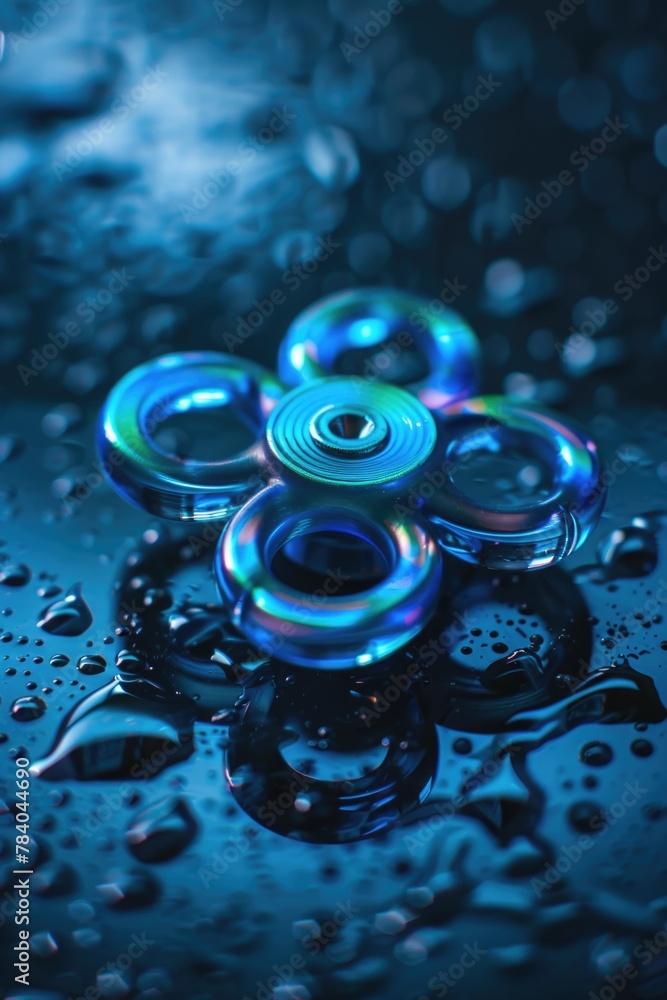Poster a detailed view of a metal object covered in water droplets. ideal for industrial and technology con