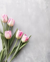 top view of tulips on table