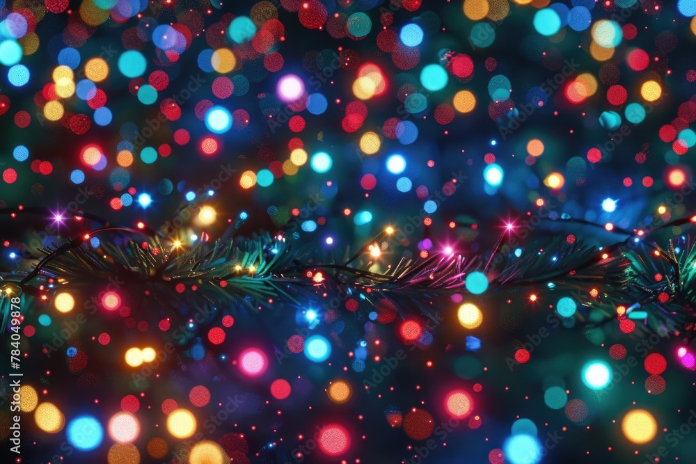 Poster tree adorned with colorful lights, perfect for holiday concepts