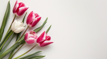 top view of tulips on table
