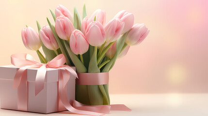 Tulips and gift box