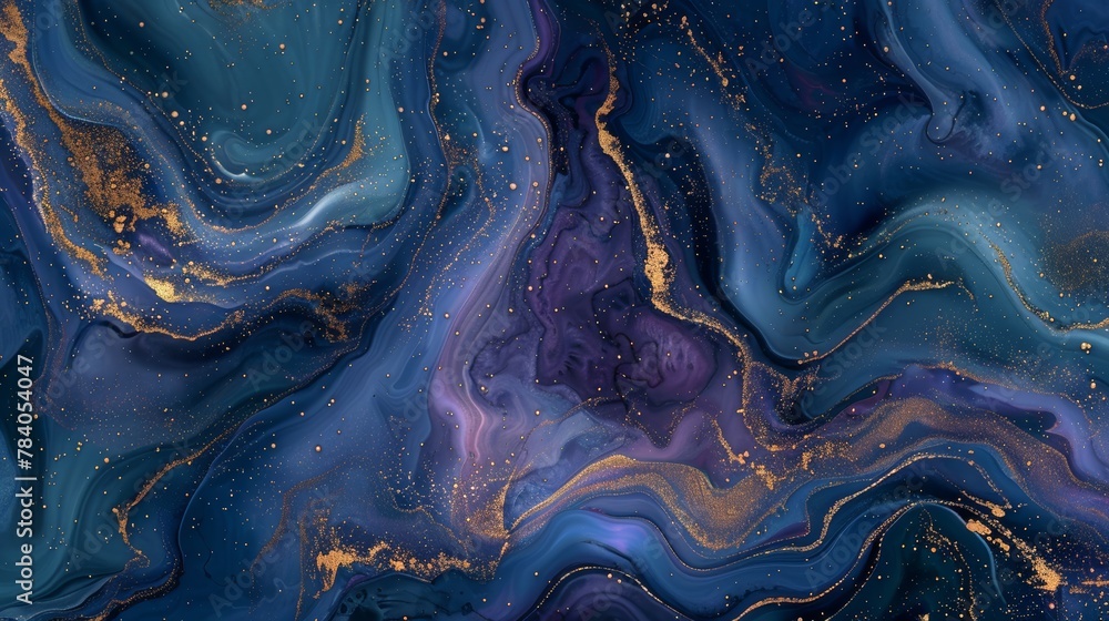 Aufkleber this image features dynamic waves of blue with golden veins, depicting an elegant and modern approac