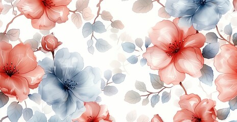 a floral pattern on a white background - obrazy, fototapety, plakaty
