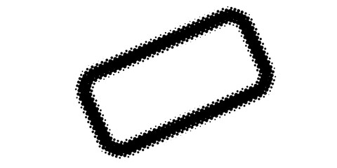 wide, black and white image featuring a rectangular border composed of a double-layer dot matrix with a diminishing dot size towards the center.